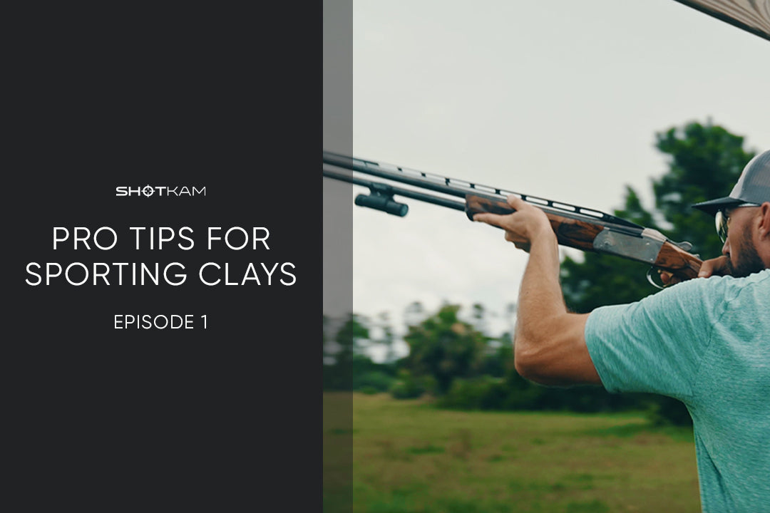 ShotKam Pro Tips for Sporting Clays Episode 1 – Learn essential techniques for clay pigeon shooting as a marksman lines up a shot in a European field.