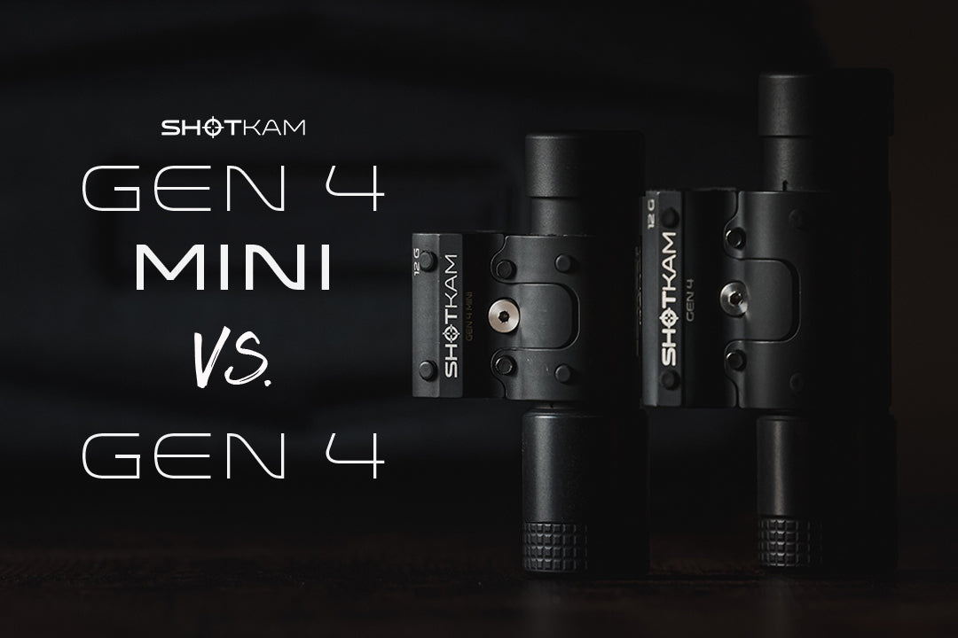 Visual comparison of the ShotKam Gen 4 Mini and Gen 4, featuring sleek and compact designs for European shooters and hunters.