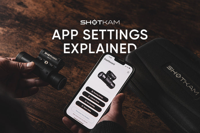 User holding a phone with the ShotKam app dashboard open next to a ShotKam Gen 4 camera