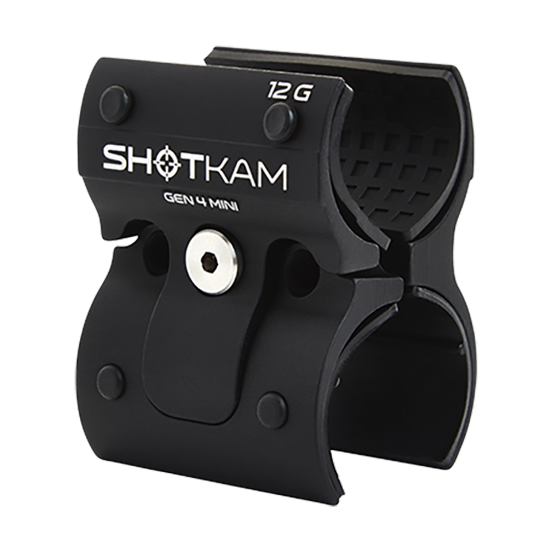 12 Gauge ShotKam Gen 4 Mini Mount – This image shows how the European 12 gauge mount opens and closes, making it easy to attach your Gen 4 Mini ShotKam securely for reliable recording and performance.