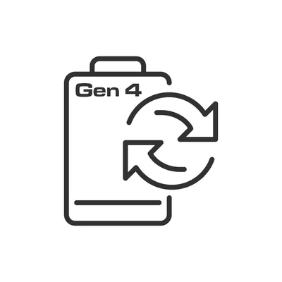 Gen 4 battery replacement symbol for ShotKam, indicating camera battery service or recharge.